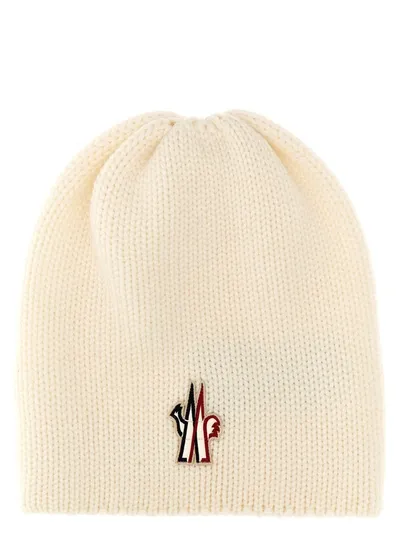 Moncler Logo Beanie Hats White In Off White