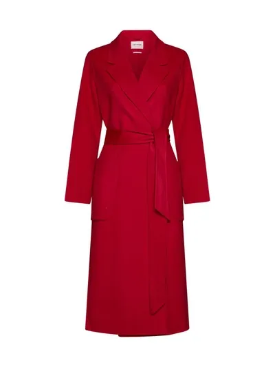 Ivy & Oak Celia Belted Wool Coat In Lipstick Red