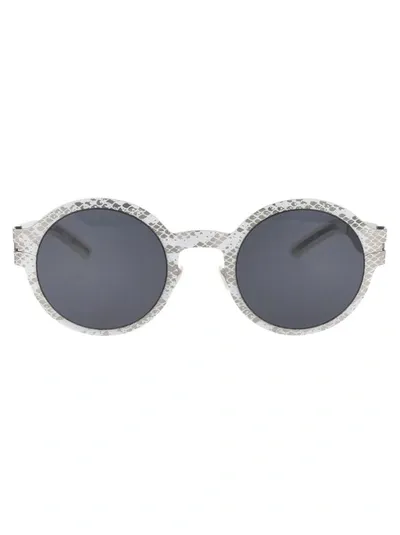 Mykita Sunglasses In 241 Silver White Python Dark Grey Solid