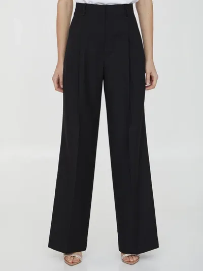 Burberry Wide-leg Wool Trousers In Black