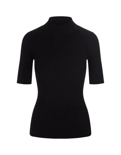 Stella Mccartney Compact Rib Knit Technical Top In Nero