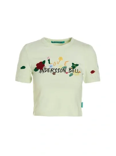 Andersson Bell Dasha Flower-garden Logo T-shirt In Menta Pallido