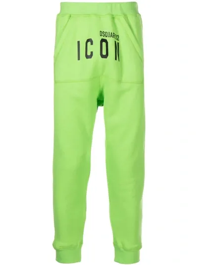 Dsquared2 Logo Printed Straight Leg Pants In Acid Green