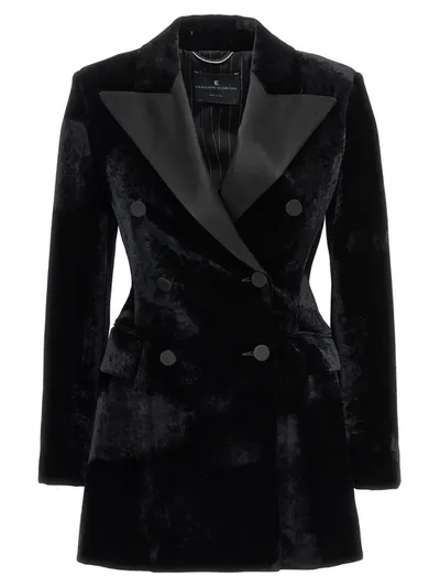 Ermanno Scervino Velvet Double-breasted Blazer In Negro