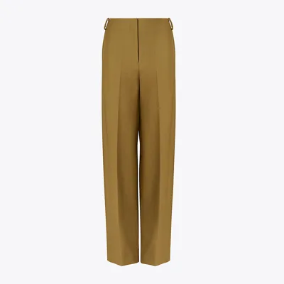 Tory Burch Stretch Wool Pant In Green