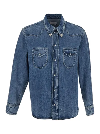 Bally Western Denim Shirt In Blue