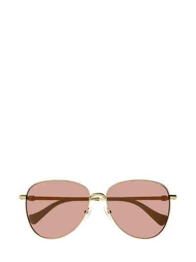 Gucci Eyewear Aviator Frame Sunglasses In Gold