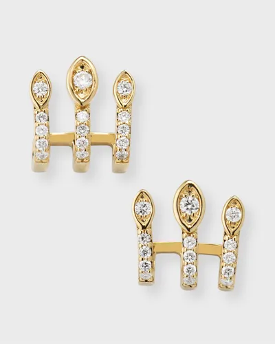 Sydney Evan 14k Diamond Marquise Eye Triple Bar Stud Earrings In Gold