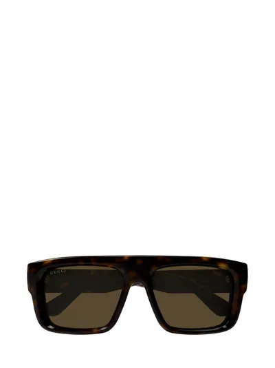 Gucci Eyewear Rectangle Frame Sunglasses In Brown