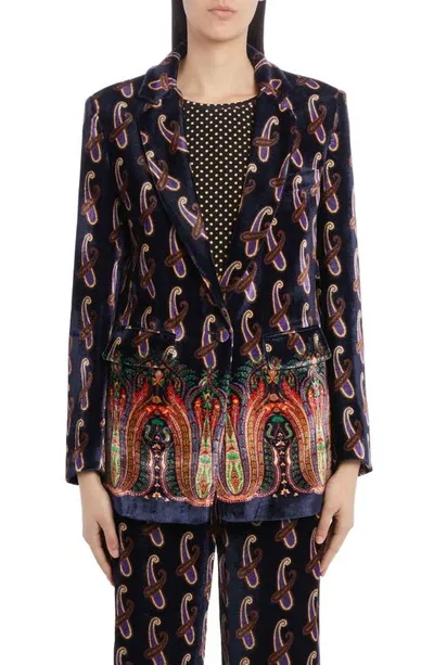 Etro Velvet Jacket With Paisley In Multicolore