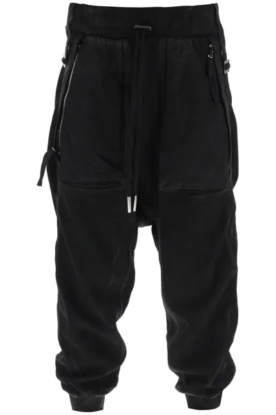 Boris Bidjan Saberi Drawstring Drop-crotch Track Pants In Black