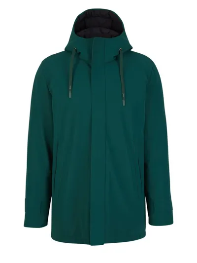 Herno Funnel Neck Hooded Coat In Green