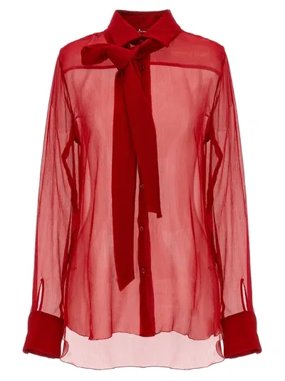 Ermanno Scervino Pussy Bow Shirt In Red