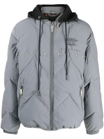 John Richmond Down Jacket With Jr Logo In Metallic