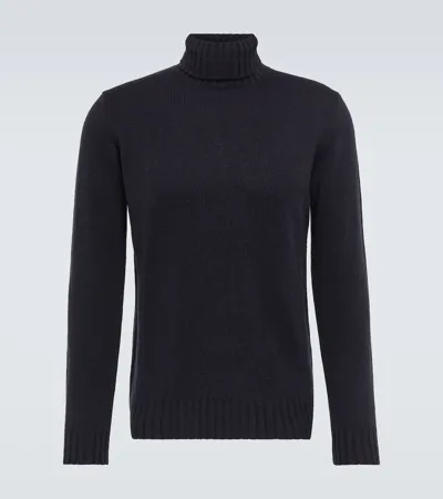 Thom Sweeney Roll-neck Merino Sweater In Blue