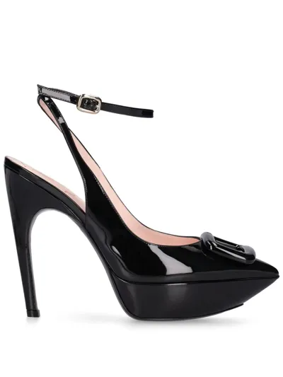 Roger Vivier 125mm Choc Patent Leather Slingbacks In Nero