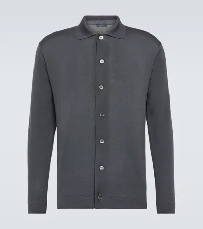 Thom Sweeney Wool Henley Shirt In Grey