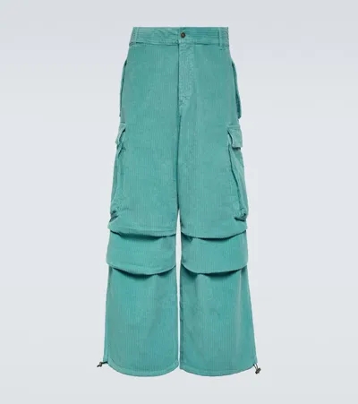 Alanui Velvet Corduroy Cargo Pants In Blue