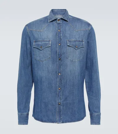 Brunello Cucinelli Denim Shirt In Blue