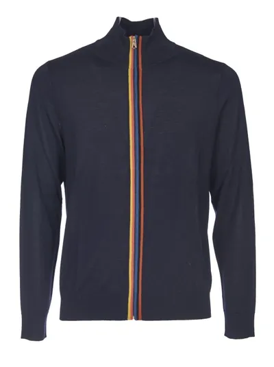 Paul Smith Navy Wool Knitwear In Black