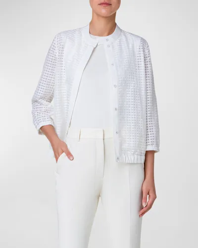 Akris Sebastian Laser-cut Buttoned Cardigan In Ecru