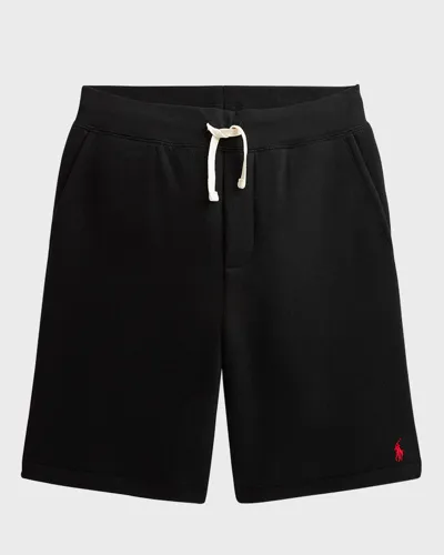 Ralph Lauren Kid's Embroidered Pony Fleece Shorts In Black