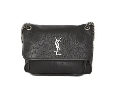 Saint Laurent Niki Logo Plaque Medium Shoulder Bag In Black