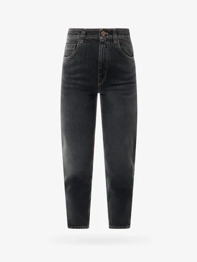 Brunello Cucinelli Button Detailed Tapered Jeans In Dark Denim