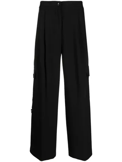 Twinset Cargo-pocket Straight-leg Trousers In Black  