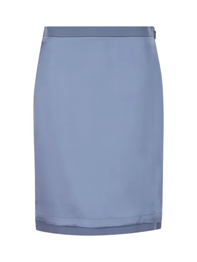 Fendi Logo Patch Midi Skirt In Blue