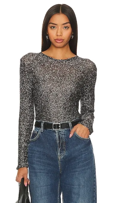 Hayley Menzies Sequinned Moonshine Top In Metallic Silver