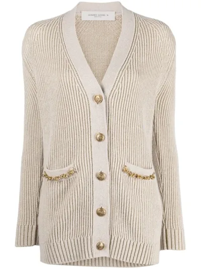 Golden Goose Deluxe Brand Buttoned Ribbed Cardigan In Beige