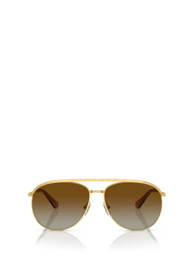 Swarovski Pavé Metal Aviator Sunglasses In Polar Gradient Brown