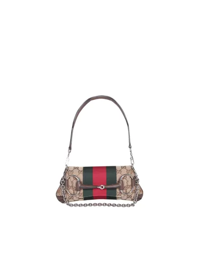 Gucci Horsebit Chain Small Shoulder Bag In Beige