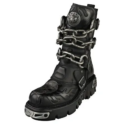 Pre-owned New Rock Rock M-727-s5 Unisex Black Stiefel Plattform