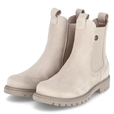 Pre-owned Panama Jack Damen Chelsea Boots Stiefeletten Rauleder Beige Profilsohle