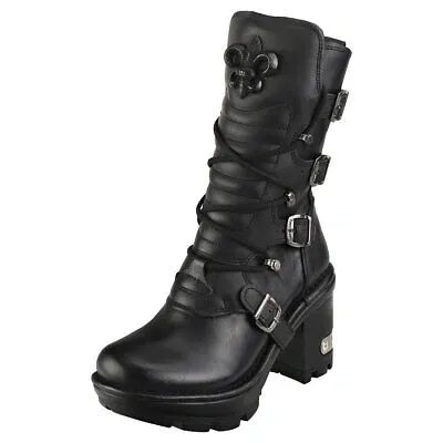 Pre-owned New Rock Rock M-neotyre05-s1 Unisex Black Stiefel Plattform - 41 Eu