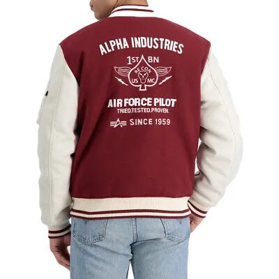 Pre-owned Alpha Industries Collegejacke "varsity Air Force Jacket" | Burgundy (138107)