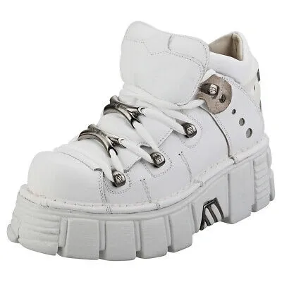 Pre-owned New Rock Rock M106n-c27 Unisex White Stiefel Plattform - 40 Eu