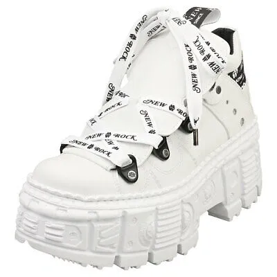 Pre-owned New Rock Rock M-wall106nsport-v4 Vegan Unisex White Stiefel Plattform - 39 Eu