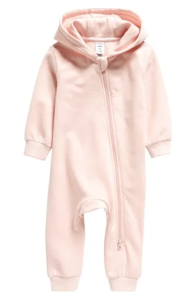 Nordstrom Kids' Hooded Fleece Romper In Pink Lotus