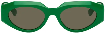 Bottega Veneta Green Oval Sunglasses In Green-green-green