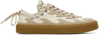 Bluemarble Wavy Applique Sneakers In Beige Leather In Neutrals