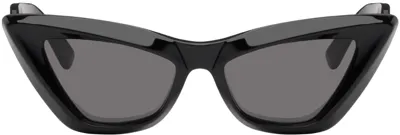 Bottega Veneta Black Pointed Cat-eye Sunglasses In Black-black-grey