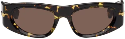 Bottega Veneta Tortoiseshell Classic Oval Sunglasses In Havana-havana-brown