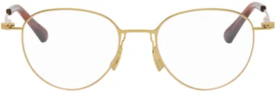 Bottega Veneta Gold Round Glasses In Gold-gold-transparen