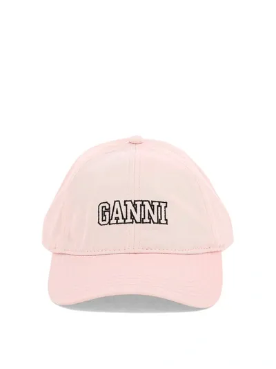 Ganni Logo Embroidery Cap In Sweet Lilac