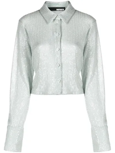 Rotate Birger Christensen Sequin-embellished Button-down Cardigan In Blue