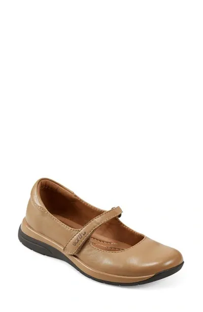 Earth Women's Tose Round Toe Mary Jane Casual Ballet Flats In Medium Natural Leather