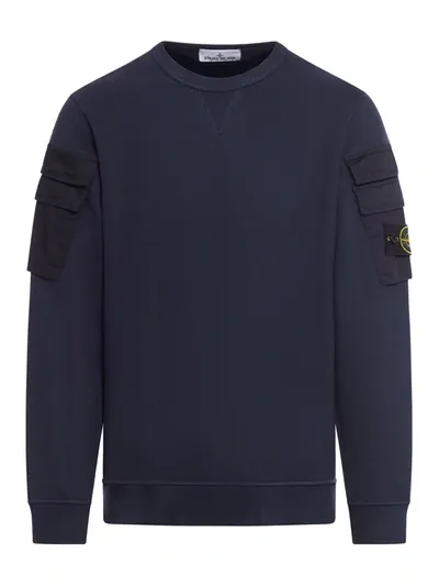 Stone Island Cotton Sweatshirt In Blue